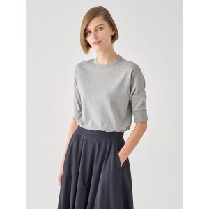 ニット セーター ターンバック５分袖コットンニットプルオーバー レディース