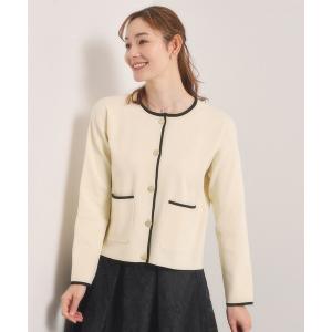 カーディガン 「入卒／手洗い可」配色ニットカーディガン レディース