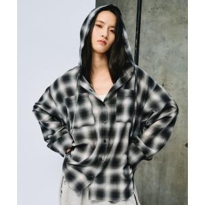 ブラウス シャツ 3.3 Field Trip／シアーチェックフードシャツ レディース