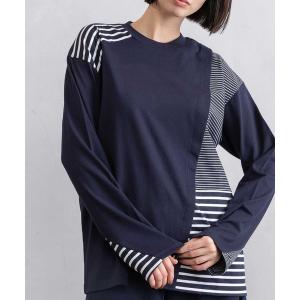 tシャツ ボーダー切替えトップス レディース