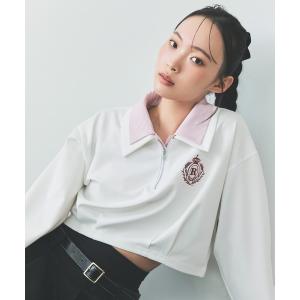 tシャツ エンブレムダブルカラーカットプルオーバー レディース