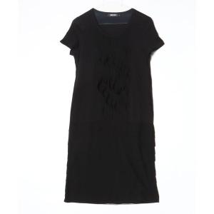 「DKNY DONNA KARAN NEW YORK」 フリルドッキングワンピース S ブラック レディース