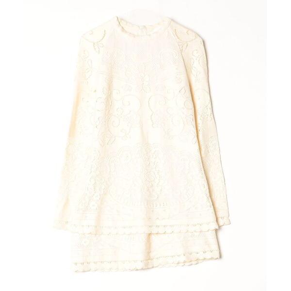「SEE BY CHLOE」 レース長袖ワンピース 38 ベージュ レディース