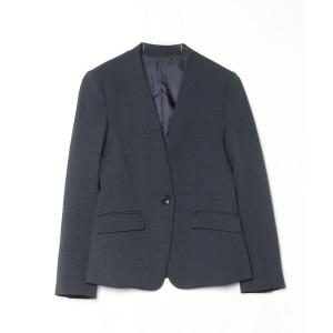 「INED CLARO」 ノーカラージャケット 7号 ネイビー レディース