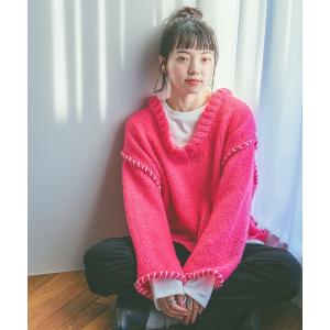 「niko and...」 7分袖ニット FREE ピンク レディース