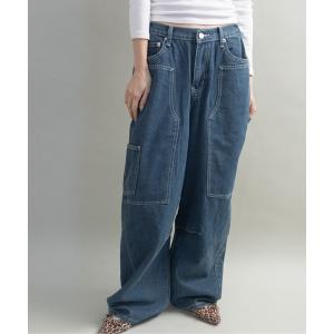 ジーンズ デニム デニムパンツ ペインター ワイドデニムパンツ レディース