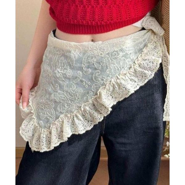 スカート 巻くだけで装いに表情をプラスマルチフリルレーストライアングルスカーフ