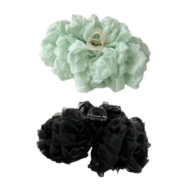 ヘアクリップ 2個セット主役になる華やかシフォンフラワーヘアクリップ