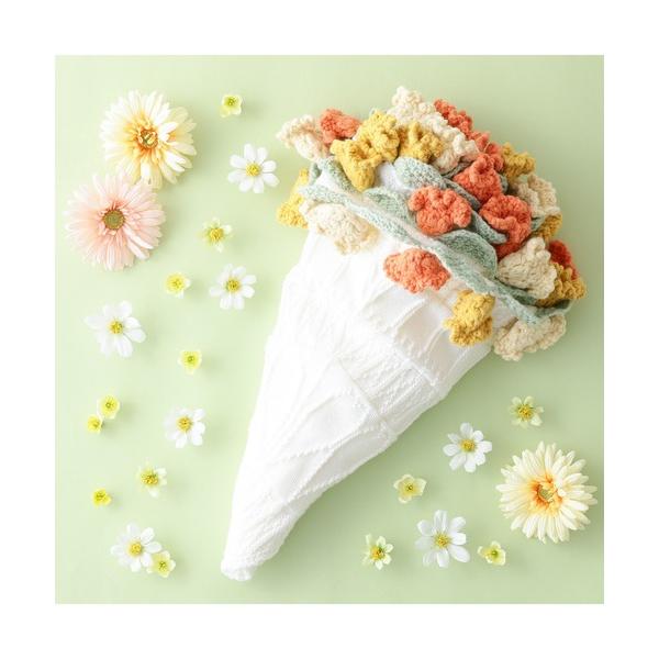 ベッド 寝具 フラワーブーケ スロー（ひざ掛け） Φ900 オレンジ