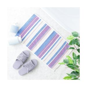 タオル 抗菌防臭タオルマット ミックスストライプ パープル