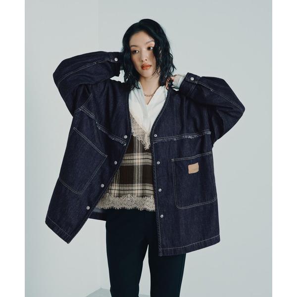 ブラウス シャツ ノーカラーデニムシャツ　629900 レディース
