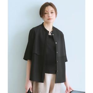 ブラウス シャツ 「WEB限定カラーあり」 FluidBackSatin バンドカラーシャツ レディース