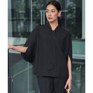 ブラウス シャツ 「新色追加・WEB限定カラーあり」FluidBackSatin ドルマンスリーブボウタイブラウス レディース