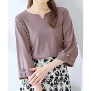 tシャツ 袖口金ボタンデザインＴシャツ レディース