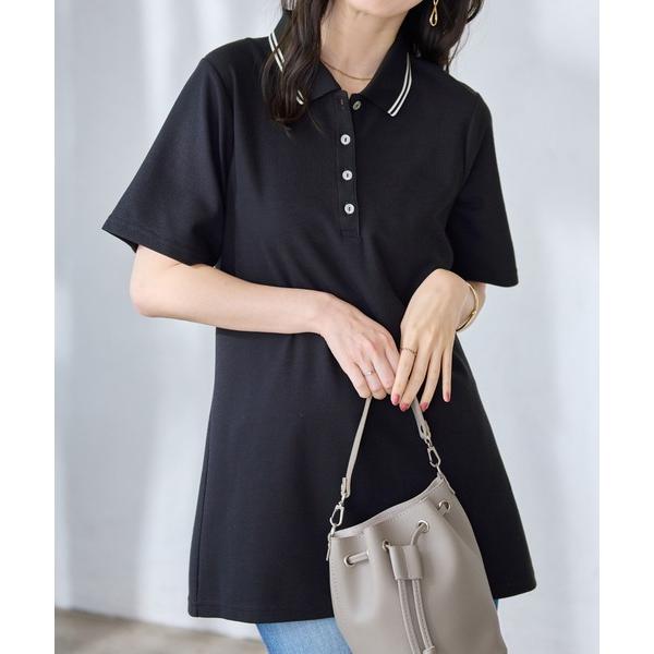 チュニック 衿配色Ａラインポロチュニック