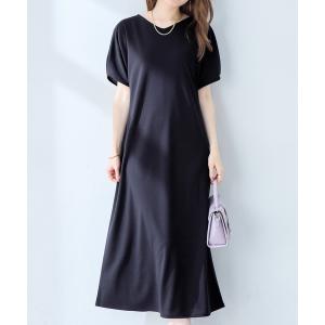 ワンピース 半袖 袖タックゆるワンピース