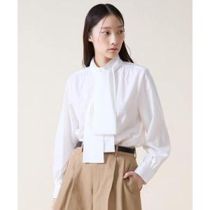 ブラウス シャツ ボウタイハイネックボタンブラウス レディース