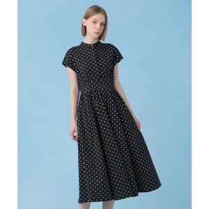 ワンピース モノトーンドットジャガードフレア ワンピース
