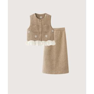 セットアップ Flare Embroidery Vest Set Up レディース