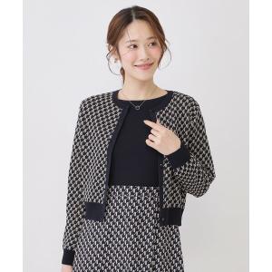 カーディガン 「手洗い可／幾何柄」ショート丈カーディガン レディース