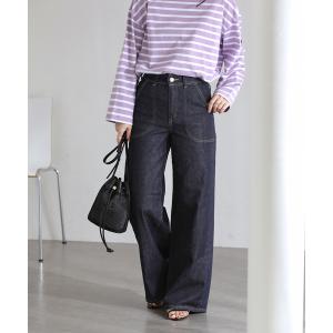 ジーンズ デニム デニムパンツ 「洗える」SOMETHING / サムシング LISA LACE UP WIDE レディース