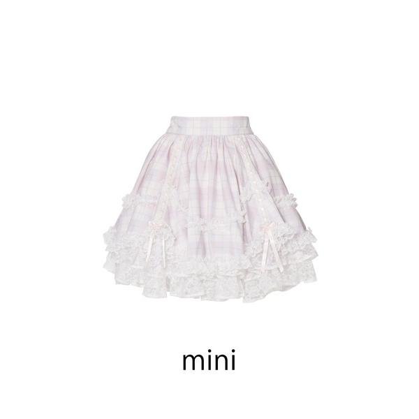 スカート Sweet check love lace skirt
