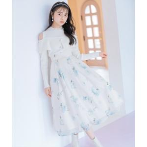 スカート フラワープリントシアータックスカート