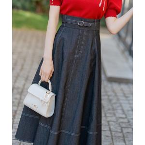アンドクチュール AND COUTURE ベルト付きレイヤードデザインフレア
