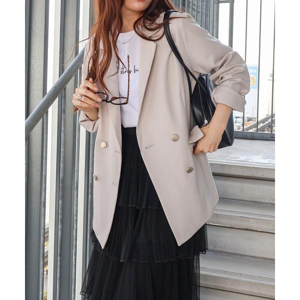 コート アウター 金ボタンＷジャケット レディース