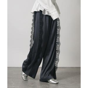 パンツ 2026SS サテンライク サイドレースパンツ ワイドパンツ レディース