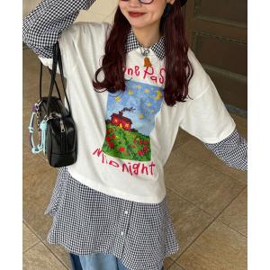 tシャツ 半袖 ナイトハウスプリントボックスTシャツ レディース