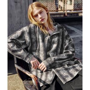 シャツ ヴィンテージ加工オーバーサイズシャツフーディー メンズ レディース