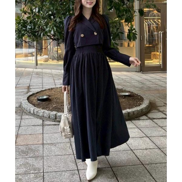 シャツワンピース テーラードデザインロングワンピース　春服