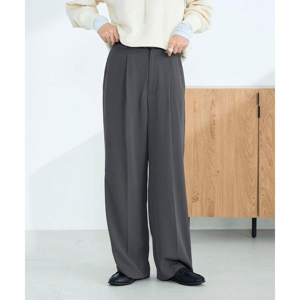 スラックス パンツ 「オン・オフ対応/高身長サイズあり」とろみツイルタックスラックス レディース