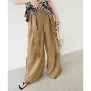 ワイドパンツ パンツ サイドベルト タックワイドパンツ chw26s111 レディース メンズ