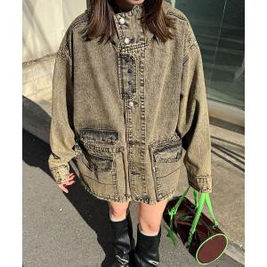 デニムジャケット gジャン 「ANTI WARP /アンチワープ」デニムスモッグフーディジャケット レディース メンズ