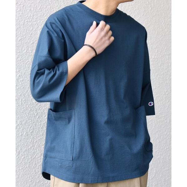 tシャツ 「SHIPS any別注」Champion: ロゴ刺繍 ドルマン キャンプポケット Tシャ...