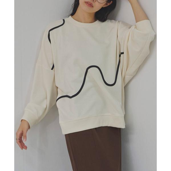 トレーナー スウェット TC裏毛　ニュアンスラインドルマンプルオーバー レディース
