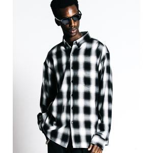 シャツ OMBRE CHECK B.D L/S WIDE SHIRT メンズ