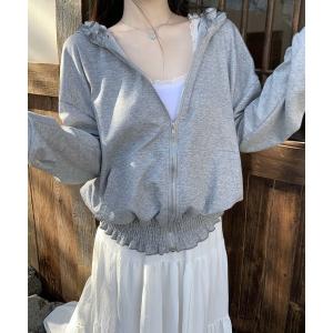 パーカー 「LAMPOON」フリルジップパーカー レディース