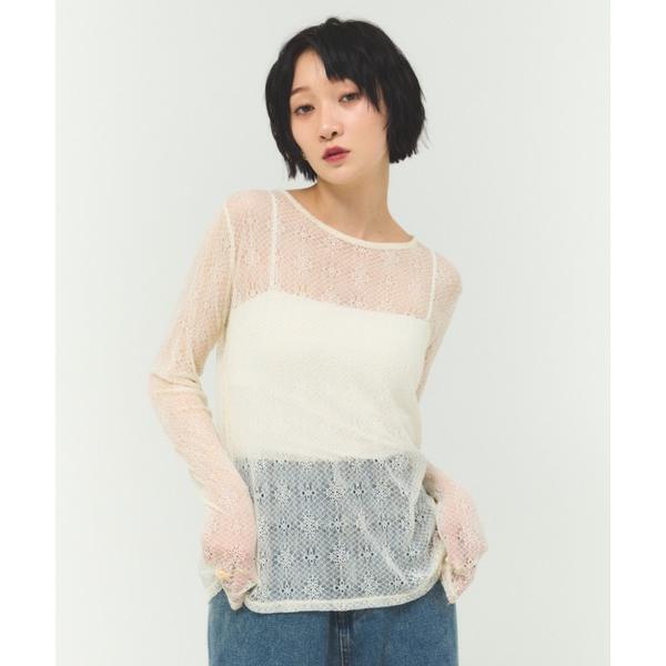 tシャツ ネットレースインナープルオーバー / シアーインナー 透け感トップス レイヤード レディー...