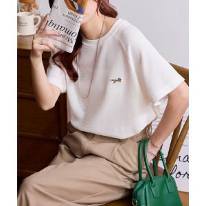 tシャツ PENNEYS/ペニーズ 別注 THE FOX ワンポイント刺繍  ラグランスリーブ ワッフル半袖Tシャツ レディース