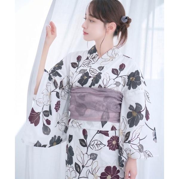 浴衣 2点セット 「帯+浴衣」 浴衣 大胆な花柄で華やかに！ レディース