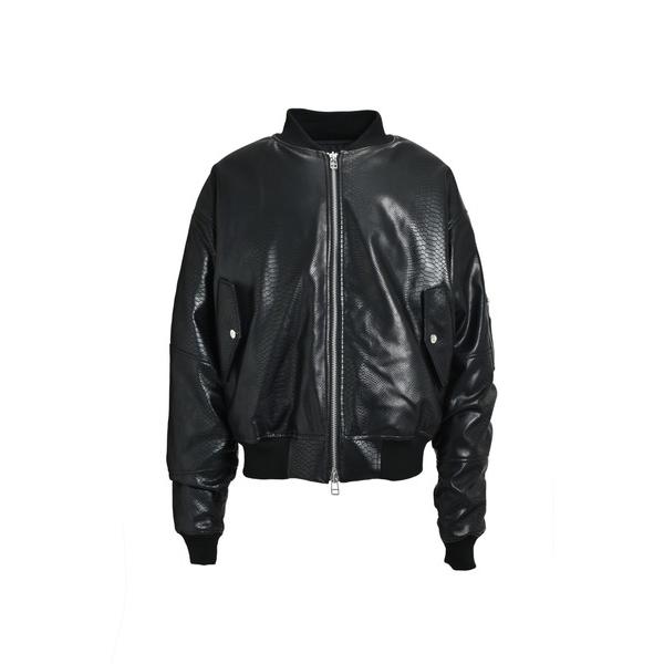 ダウンジャケット ダウン FAUX LEATHER PYTHON BOMBER JACKET メンズ...