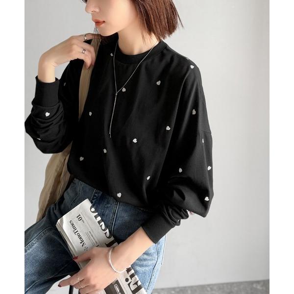 「Java」 長袖カットソー MEDIUM ブラック×ホワイト レディース