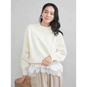ニット セーター レースヘムレイヤードニット レディース