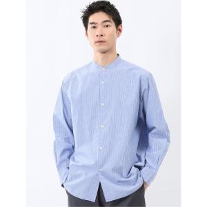 シャツ シャツ メンズ 長袖 綿 コットン タイプライター バンドカラー ゆったり オーバーサイズ メンズ