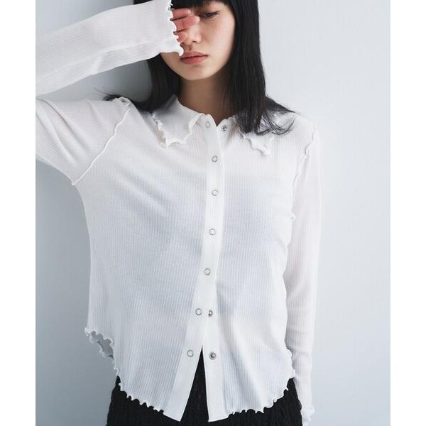 カーディガン edge−fit ribbed cardigan レディース