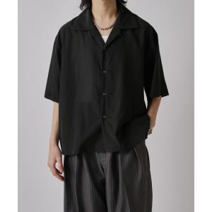 シャツ 半袖 キュプラ混オープンカラーシャツ メンズ