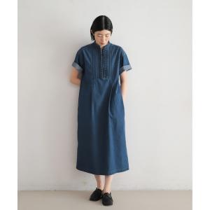 ワンピース ねじりピンタックデニム　スキッパーワンピース